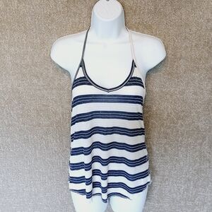 Navy & White Striped V-neck Lightweight Halter Top. Perfect for the 4th of July!